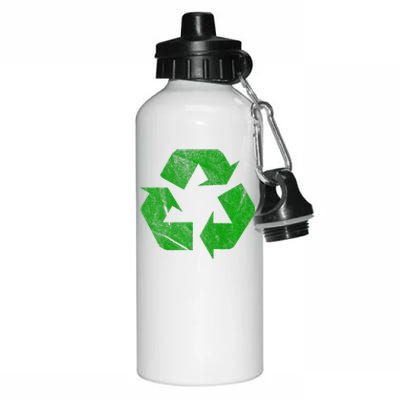 Green FauxWashWorn Recycle Logo Recycling Truck Sign Aluminum Water Bottle