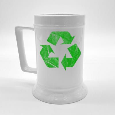 Green FauxWashWorn Recycle Logo Recycling Truck Sign Beer Stein