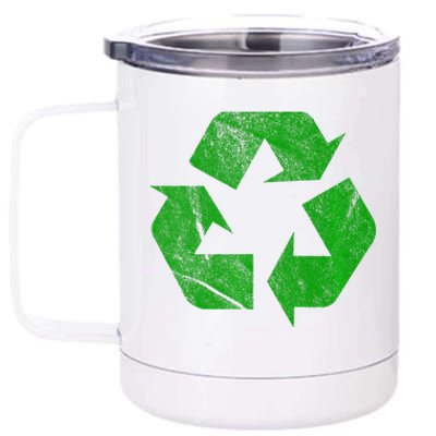 Green FauxWashWorn Recycle Logo Recycling Truck Sign 12 oz Stainless Steel Tumbler Cup