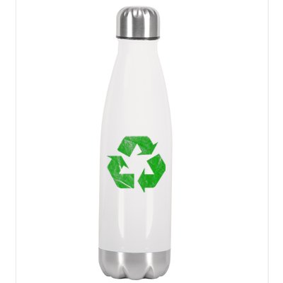 Green FauxWashWorn Recycle Logo Recycling Truck Sign Stainless Steel Insulated Water Bottle