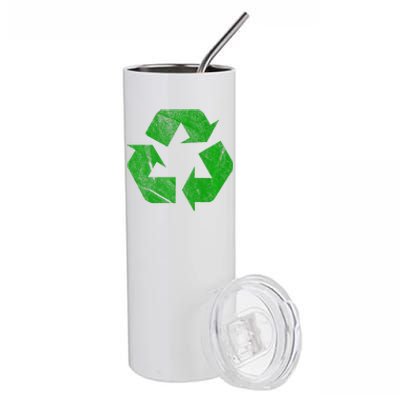 Green FauxWashWorn Recycle Logo Recycling Truck Sign Stainless Steel Tumbler