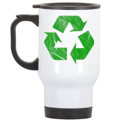 Green FauxWashWorn Recycle Logo Recycling Truck Sign Stainless Steel Travel Mug