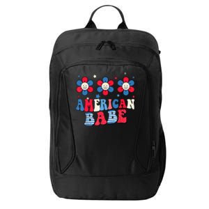 Groovy Flower Retro Usa Flag American Babe 4th Of July Gift City Backpack