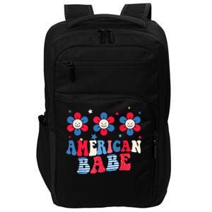 Groovy Flower Retro Usa Flag American Babe 4th Of July Gift Impact Tech Backpack