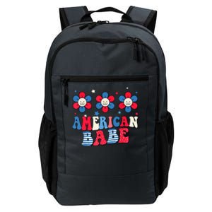 Groovy Flower Retro Usa Flag American Babe 4th Of July Gift Daily Commute Backpack