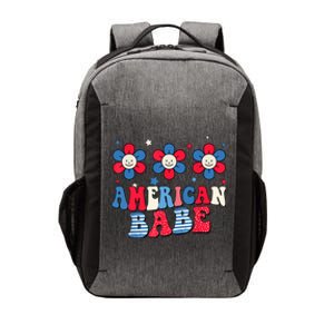 Groovy Flower Retro Usa Flag American Babe 4th Of July Gift Vector Backpack