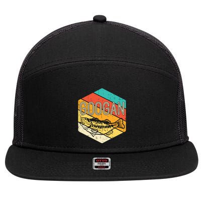 Googan Fish Retro Fishing Fisher Angler Gift 7 Panel Mesh Trucker Snapback Hat