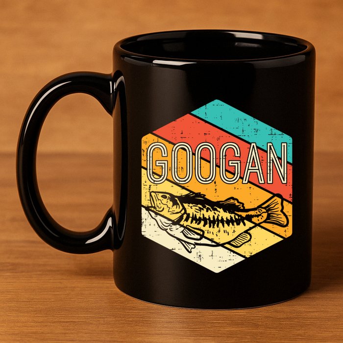 Googan Fish Retro Fishing Fisher Angler Gift 11oz C Handle Ceramic Mug