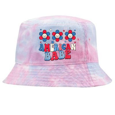 Groovy Flower Retro Usa Flag American Babe 4th Of July Gift Tie-Dyed Bucket Hat