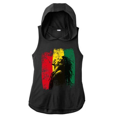 Ghanaian Flag Rastamann Reggae Dreadlocks Rasta Colors Ladies PosiCharge Tri-Blend Wicking Draft Hoodie Tank