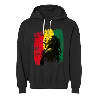 Ghanaian Flag Rastamann Reggae Dreadlocks Rasta Colors Garment-Dyed Fleece Hoodie