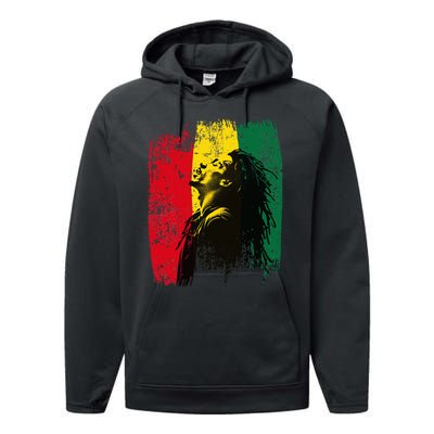 Ghanaian Flag Rastamann Reggae Dreadlocks Rasta Colors Performance Fleece Hoodie