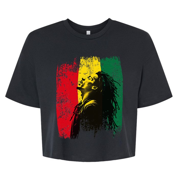 Ghanaian Flag Rastamann Reggae Dreadlocks Rasta Colors Bella+Canvas Jersey Crop Tee