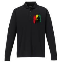 Ghanaian Flag Rastamann Reggae Dreadlocks Rasta Colors Performance Long Sleeve Polo