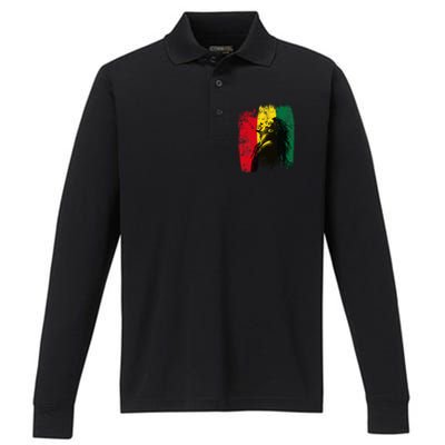 Ghanaian Flag Rastamann Reggae Dreadlocks Rasta Colors Performance Long Sleeve Polo