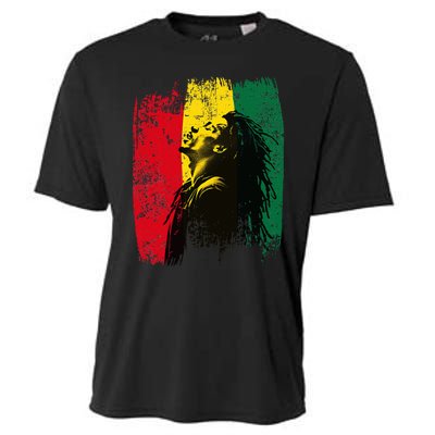 Ghanaian Flag Rastamann Reggae Dreadlocks Rasta Colors Cooling Performance Crew T-Shirt