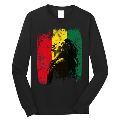 Ghanaian Flag Rastamann Reggae Dreadlocks Rasta Colors Long Sleeve Shirt