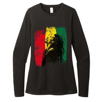 Ghanaian Flag Rastamann Reggae Dreadlocks Rasta Colors Womens CVC Long Sleeve Shirt