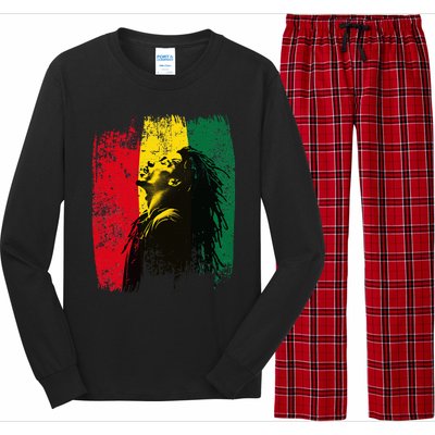 Ghanaian Flag Rastamann Reggae Dreadlocks Rasta Colors Long Sleeve Pajama Set