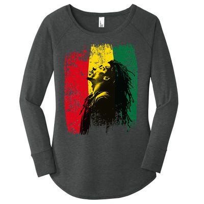 Ghanaian Flag Rastamann Reggae Dreadlocks Rasta Colors Women's Perfect Tri Tunic Long Sleeve Shirt