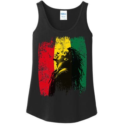 Ghanaian Flag Rastamann Reggae Dreadlocks Rasta Colors Ladies Essential Tank