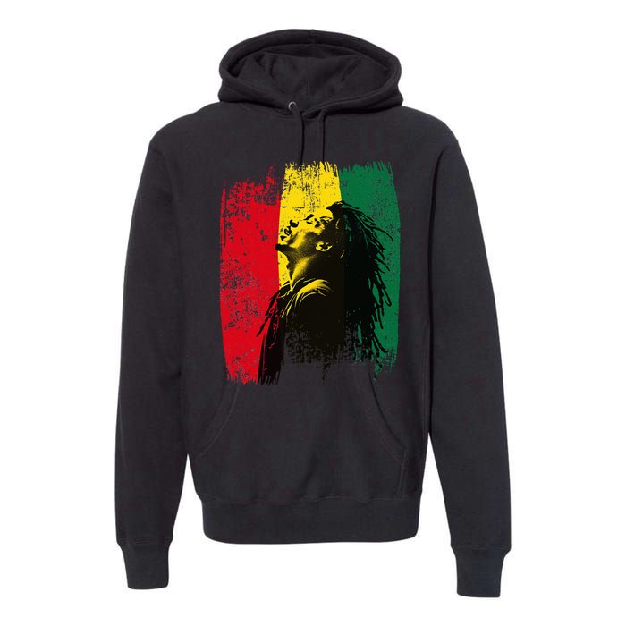 Ghanaian Flag Rastamann Reggae Dreadlocks Rasta Colors Premium Hoodie