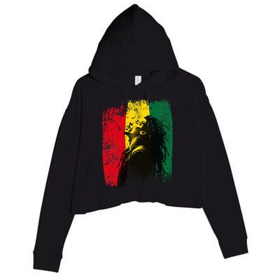 Ghanaian Flag Rastamann Reggae Dreadlocks Rasta Colors Crop Fleece Hoodie