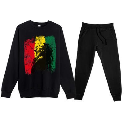 Ghanaian Flag Rastamann Reggae Dreadlocks Rasta Colors Premium Crewneck Sweatsuit Set