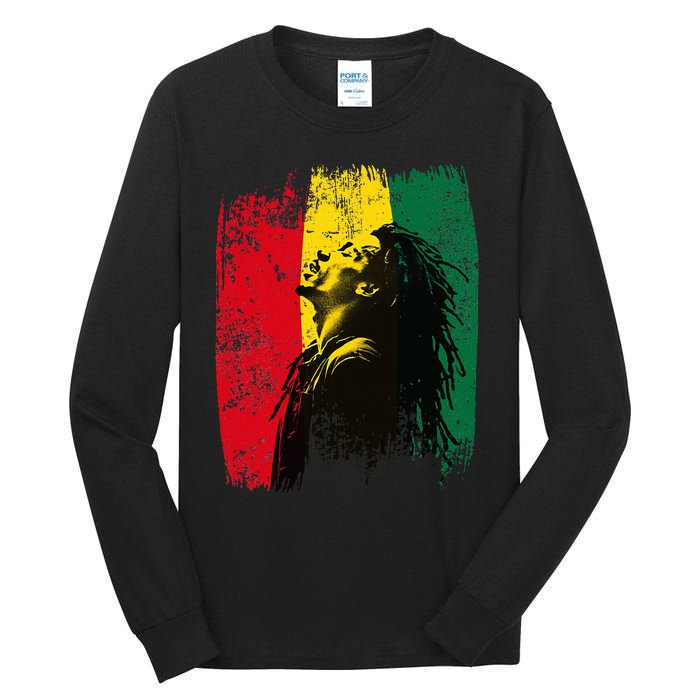 Ghanaian Flag Rastamann Reggae Dreadlocks Rasta Colors Tall Long Sleeve T-Shirt