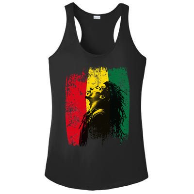 Ghanaian Flag Rastamann Reggae Dreadlocks Rasta Colors Ladies PosiCharge Competitor Racerback Tank