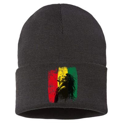 Ghanaian Flag Rastamann Reggae Dreadlocks Rasta Colors Sustainable Knit Beanie