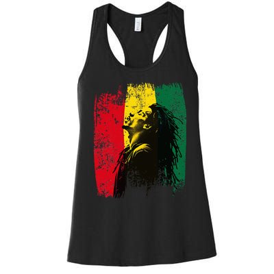 Ghanaian Flag Rastamann Reggae Dreadlocks Rasta Colors Women's Racerback Tank