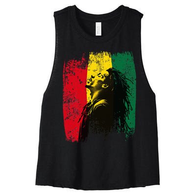 Ghanaian Flag Rastamann Reggae Dreadlocks Rasta Colors Women's Racerback Cropped Tank