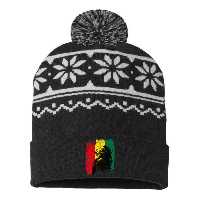 Ghanaian Flag Rastamann Reggae Dreadlocks Rasta Colors USA-Made Snowflake Beanie