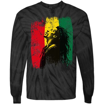 Ghanaian Flag Rastamann Reggae Dreadlocks Rasta Colors Tie-Dye Long Sleeve Shirt