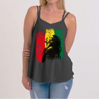 Ghanaian Flag Rastamann Reggae Dreadlocks Rasta Colors Women's Strappy Tank