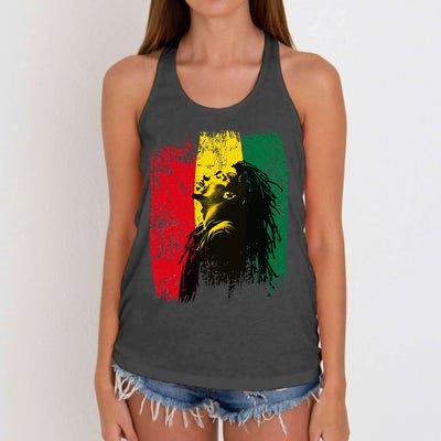 Ghanaian Flag Rastamann Reggae Dreadlocks Rasta Colors Women's Knotted Racerback Tank