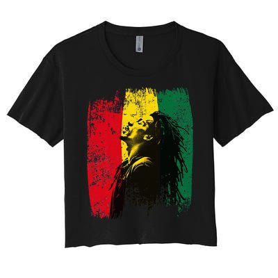 Ghanaian Flag Rastamann Reggae Dreadlocks Rasta Colors Women's Crop Top Tee