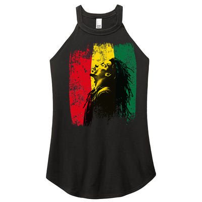 Ghanaian Flag Rastamann Reggae Dreadlocks Rasta Colors Women's Perfect Tri Rocker Tank