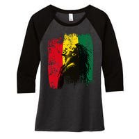 Ghanaian Flag Rastamann Reggae Dreadlocks Rasta Colors Women's Tri-Blend 3/4-Sleeve Raglan Shirt