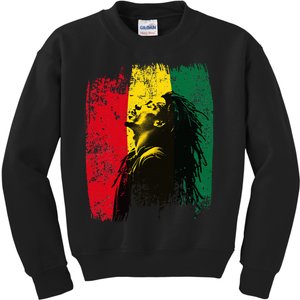 Ghanaian Flag Rastamann Reggae Dreadlocks Rasta Colors Kids Sweatshirt