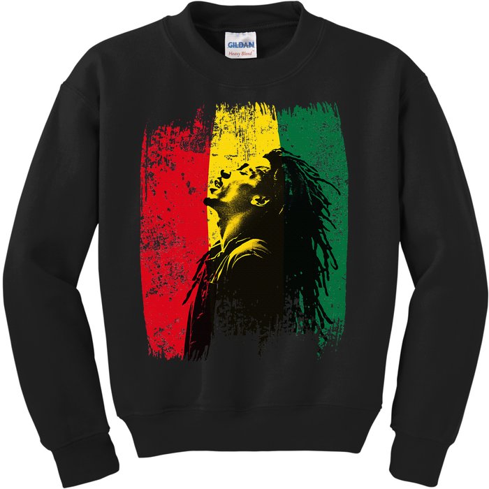 Ghanaian Flag Rastamann Reggae Dreadlocks Rasta Colors Kids Sweatshirt