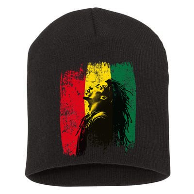 Ghanaian Flag Rastamann Reggae Dreadlocks Rasta Colors Short Acrylic Beanie