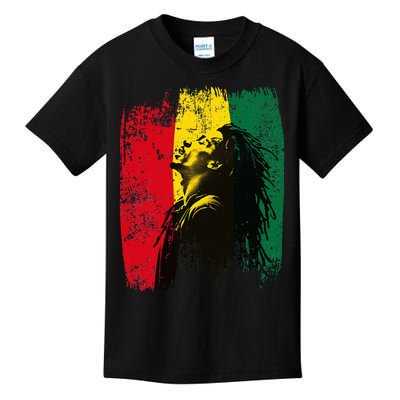 Ghanaian Flag Rastamann Reggae Dreadlocks Rasta Colors Kids T-Shirt