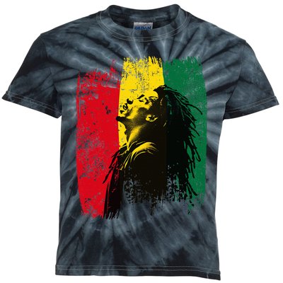 Ghanaian Flag Rastamann Reggae Dreadlocks Rasta Colors Kids Tie-Dye T-Shirt