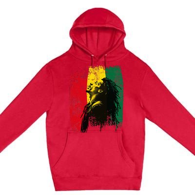 Ghanaian Flag Rastamann Reggae Dreadlocks Rasta Colors Premium Pullover Hoodie