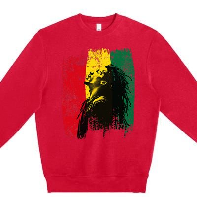 Ghanaian Flag Rastamann Reggae Dreadlocks Rasta Colors Premium Crewneck Sweatshirt