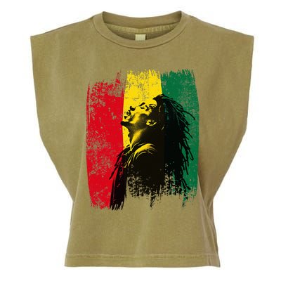 Ghanaian Flag Rastamann Reggae Dreadlocks Rasta Colors Garment-Dyed Women's Muscle Tee