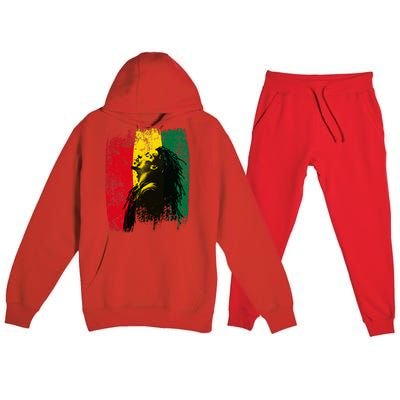 Ghanaian Flag Rastamann Reggae Dreadlocks Rasta Colors Premium Hooded Sweatsuit Set