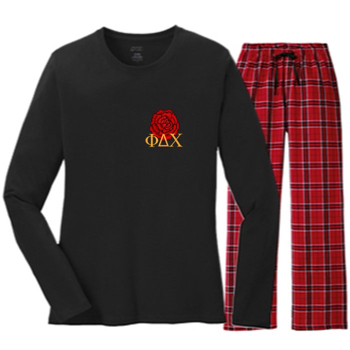 Greek Fraternity Red Incarnation Women's Long Sleeve Flannel Pajama Set 